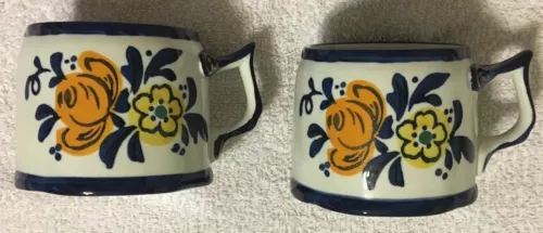 2 Sango Cup Mug MCM European Floral Motif Made in Japan Retro Decor VTG 70s Era