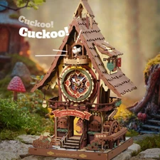 ROBOTIME Vintage Cuckoo Clock 3D Wooden Puzzle for Adult DIY Model Creative Gift