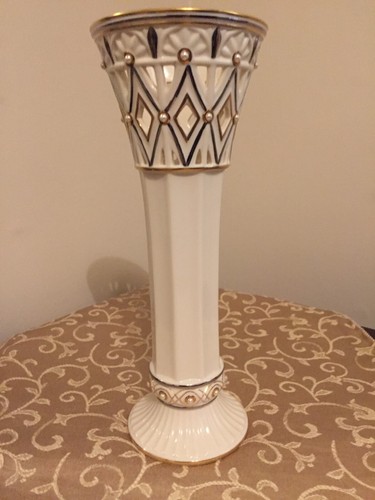 Lenox Florentine and Pearl Medium Vase 9 3/4" Tall NB