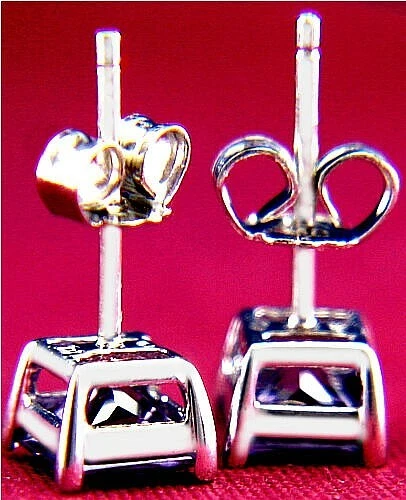 Sterling Silver Rhodium Plated Women Princess Cut Amethyst 3.3 CT CZ Stud - Image 2 of 4