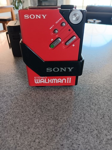Sony WM 2 Red Walkman Cassette player with holster and strap needs belt - Picture 10 of 16