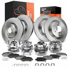 Front & Rear Disc Brake Rotors & Pad + Hub Bearing for Nissan Maxima 09-14 16-17