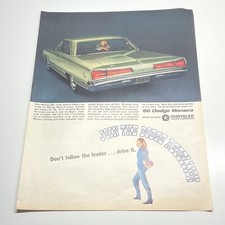 1966 Dodge Chrysler Monaco 500 Hardtop Green 1965 Vintage Print Ad Life Magazine
