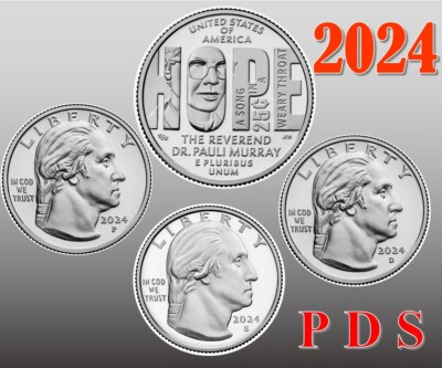 2024 P D  S American Women Quarters -Reverend Dr. Pauli Murray - 3 coins Set UNC