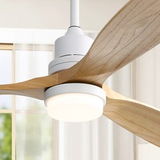 Solid Wood Blades Ceiling Fan With LED and Remote Ceiling Fan Reversible Motor