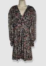 Tommy Hilfiger Women's Black Floral Print Fit & Flare Dress Size 4
