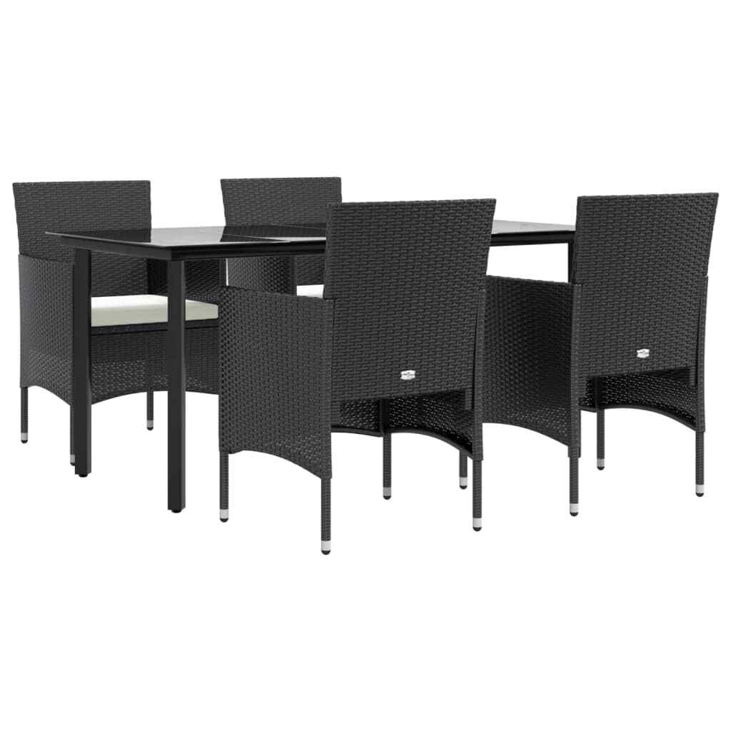 5 Piece Garden Dining Set with Cushions Black vidaXL eBay