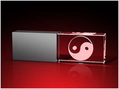 3D Glas Gravur Foto USB Stick 16 GB Taijitu Yin Yang Laser Kristallglas Geschenk