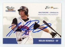 SIGNED BASEBALL CARD AUTO BALTIMORE ORIOLES NOLAN REIMOLD JUST MINORS 2006 #11