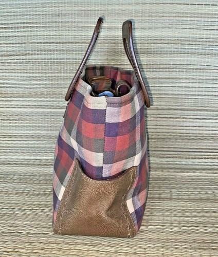 LONGABERGER MULTI COLOR CHECKERED PURSE WITH HANDLE OUTSIDE POCKETS - Picture 8 of 12