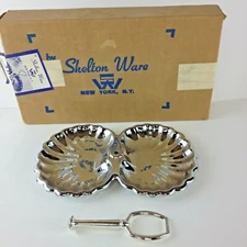 Vintage Shelton Ware Chromium Twin Shell Dish #304 - 10" x 6 3/4" x 5 1/2" w/BOX