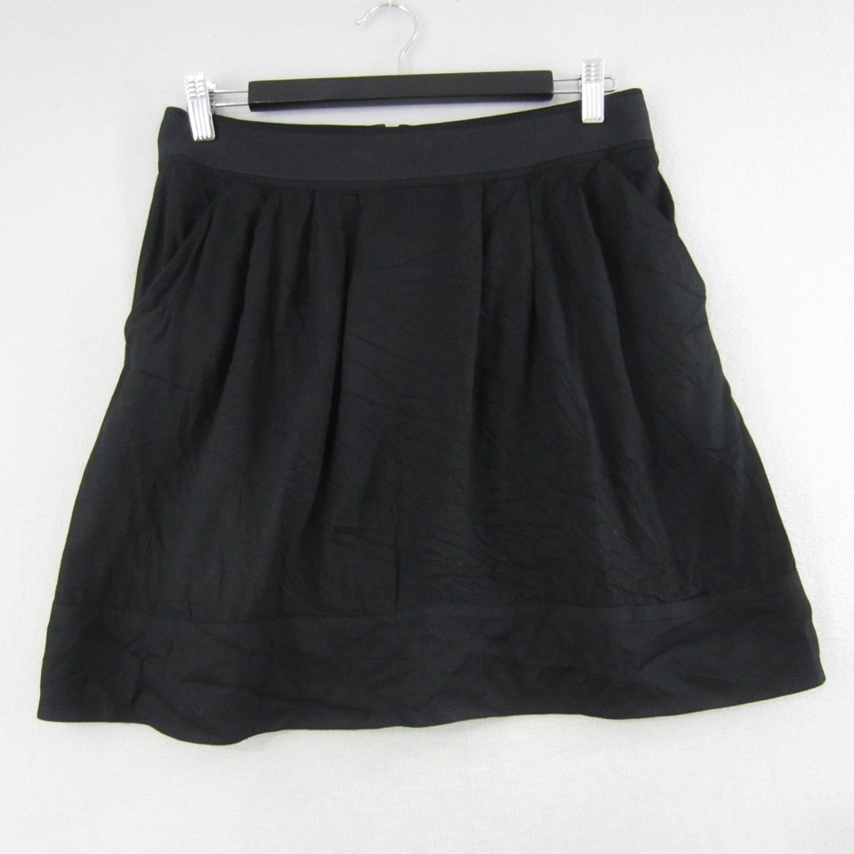 Saba Skirt Womens 10 Black Acetate Blend Gathered Bubble Mini Elastic Waist Work