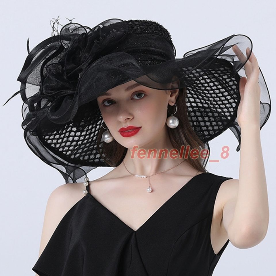 Womens Organza Kentucky Derby Hat Wide Brim Church Dress  display picture 1