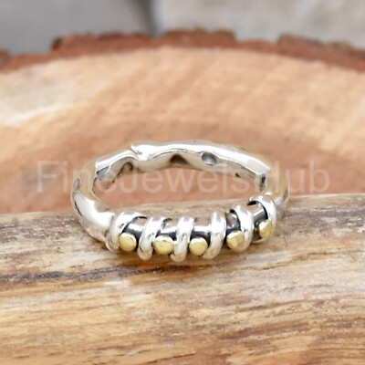 Twisted Band Ring, 925 Sterling Silver Ring, Handmade Ring, Two Tone Ring,