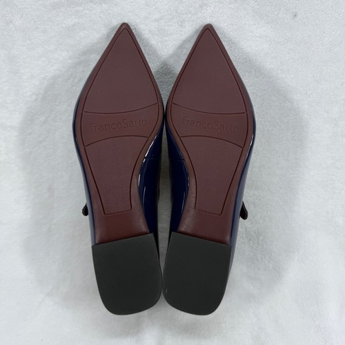 Franco Sarto Mary Jane Ballet Flats Pointed Toe Navy Blue Patent Leather Shoes 8 - Picture 10 of 12
