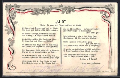 Ak Poem over The Heroic Deeds Des u-Bootes U9 Under Kaiser Wilhelm