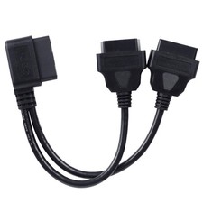 TTXSPP Right Angle OBD2 Splitter Y Cable, 16 Pin 1 Male to 2 Black