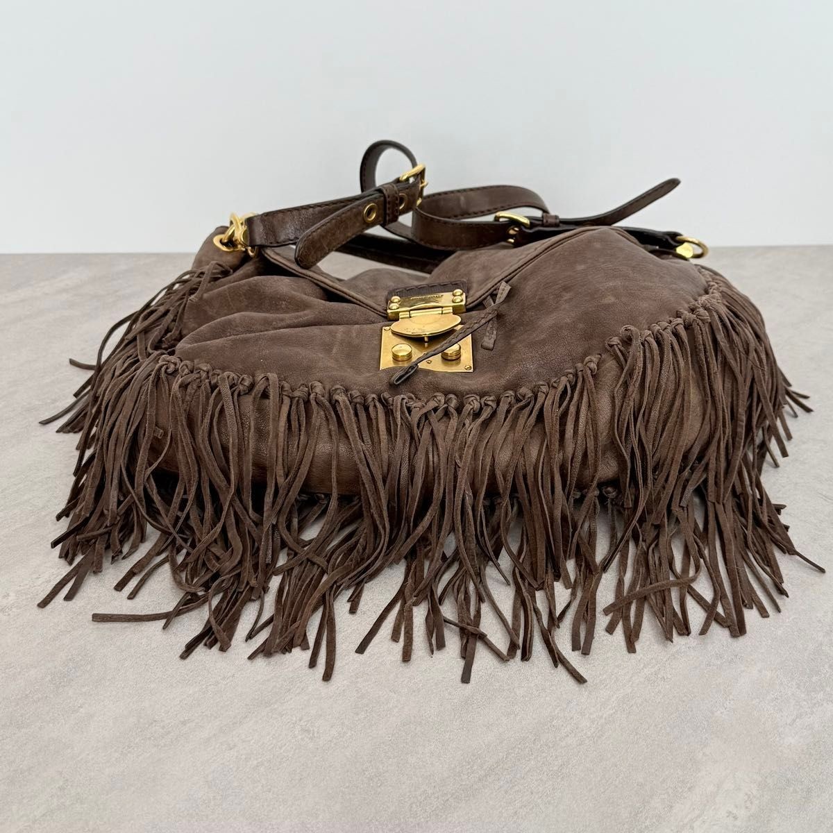 MIU MIU Archive Torebka Hobo Fringe Bag Shoulder Bag Leather