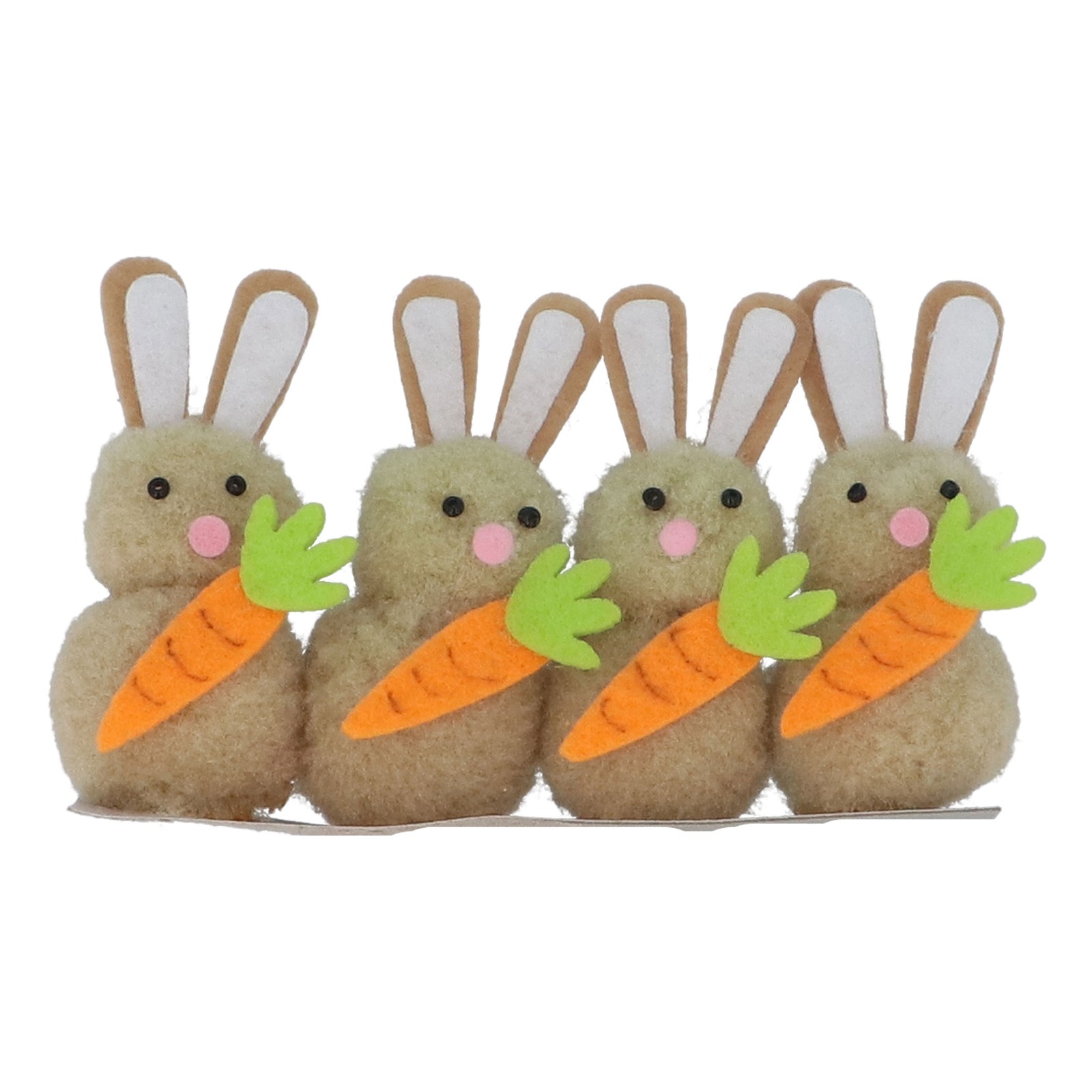 Gisela Graham Mini Chenille Bunny Decorations with Carrots Set of 4 Easter Craft