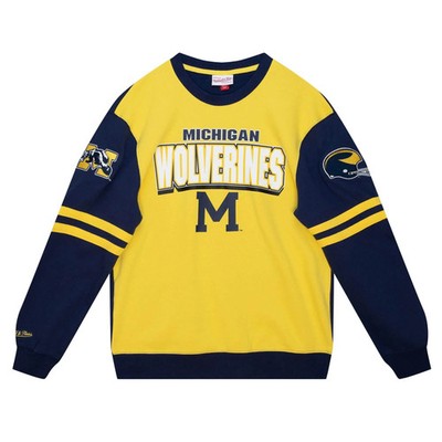 Michigan Wolverines NCAA Mitchell & Ness All Over Crew 2.0 Sweatshirt-XL