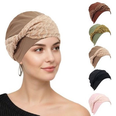 Knot Twist Hijab Hat Women Muslim Head Cover Cap Bonnet Islamic Chemo Beanie Cap