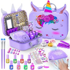 Non-Toxic Nail Polish Set for Girls, Nail Art Kit with Dryer, Ages 3-12
