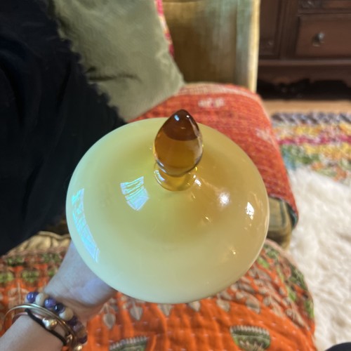 Empoli Glass MCM Butterscotch Pedestal Candy Dish w/Lid 1960’s - Picture 23 of 23
