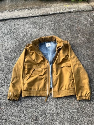 Free assembly tan barn coat collapsible hood jacket 