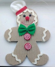 Shatterproof Set of 4 Adorable Baking Gingerbread Ornaments With Hats 6.5"