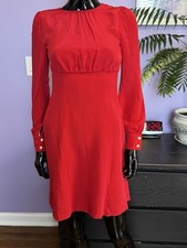 Dolce & Gabbana 100% Silk Red Dress IT 36 Pearl Button Italy XS
