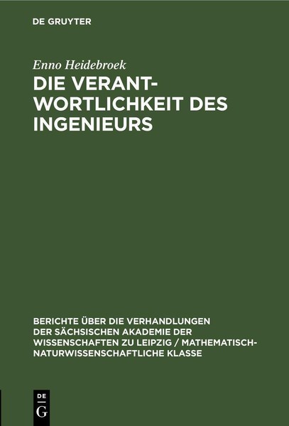 Die Verantwortlichkeit Des Ingenieurs Enno Heidebroek-image