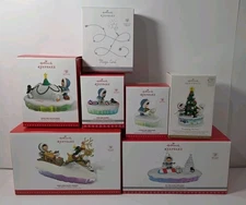 Hallmark Frosty Friends Lot Of 6 Ornaments Magic Cord Light Sound Motion