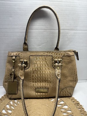 Etienne Aigner Leather Shoulder Bag Women's Purse Croc Embossed