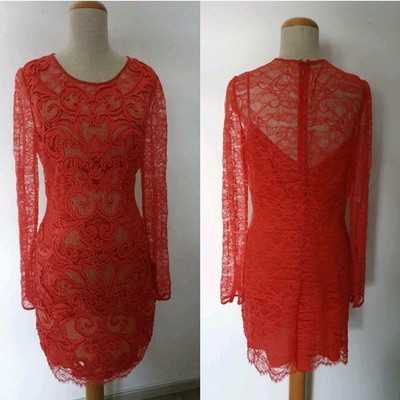 Matthew Williamson Designer Kleid Koralle rot Spitze 36 S