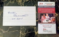 Marty Brennaman SIGNED Autographed Index Card w/ HOF 2000 Insc. JSA - MLB Reds