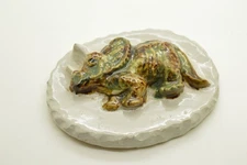 Louisville Stoneware Pottery Rare Triceratops Dinosaur Plaque Sign Nice!