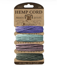 Vintage Color Hemp Cord Card 20lb 1mm Hemptique HM16   4 colors 29.8ft each