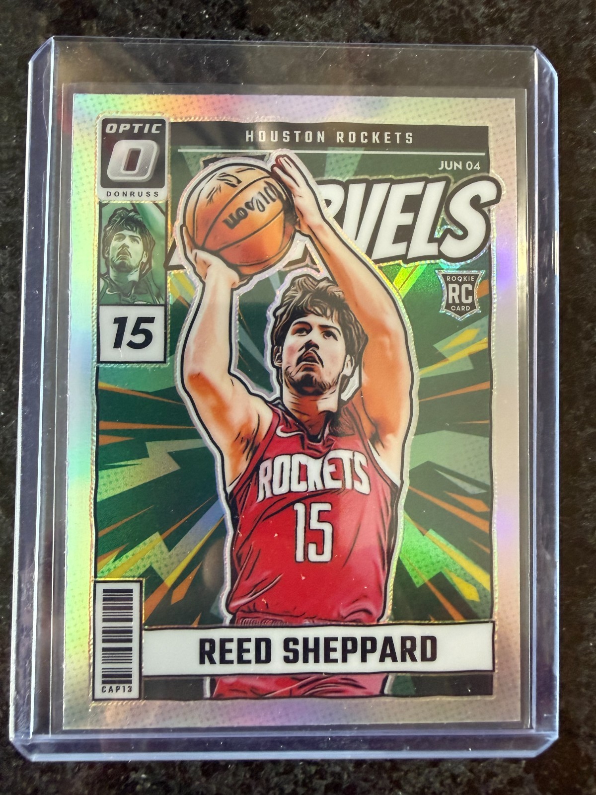 2024-25 Donruss Optic Reed Sheppard Net Marvels RC Holo Rookie #4 Rockets