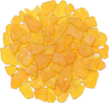QYGL Sea Glass for Crafts - 14Oz Yellow Frosted Seaglass Pieces - Vase Filler an