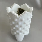 Vintage Fenton white milkglass hobnail toothpick holder 3" Mint