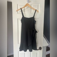 SO Black Ruffle Wrap Mini Dress Adjustable Straps Little Black Dress S
