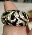 ADI 925 Vintage dome Ring With CZ and Black Enamel