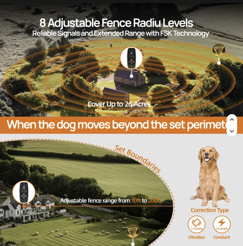 TQT 4-en-1 Inalámbrico Sistema de Valla para Perros Valla Eléctrica para Perros con Collar de Entrenamiento Foto 3 de 4