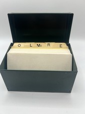 Vintage Green Metal Index Card File Box with Alphabetical Dividers & Cards 