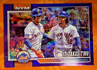 2026 Topps Series 1 IT TAKES TWO #52 Mets Lindor Soto Purple Foil #/250