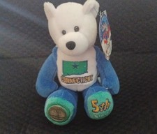 NEW LIMITED TREASURES CONNECTICUT PLUSH STATE QUARTER COIN BEAR  FREE SHIPPING