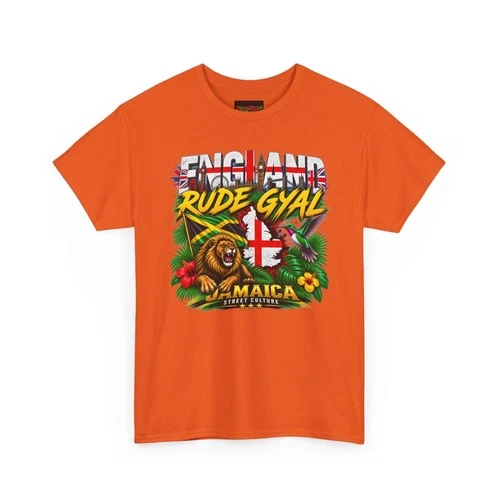 Rude Gyal Jamaica Lion Graphic T-Shirt | England Flag, Tropical Flowers - product listing photo