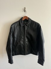 J.CREW Vintage 90s Made In Korea Genuine Leather Jacket Black Size Medium Bomber