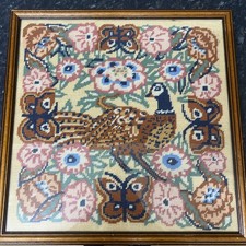 Ehrman Kaffe Fassett Tapestry - Pheasant Bird Flowers - completed And Framed