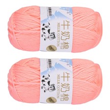 2PCS Crocheting Yarn,Rose Pink 5 Ply Acrylic Yarn 100g,197 Yards